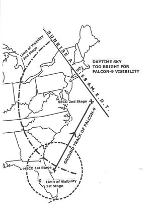 This sky map shows the U.S. East Coast visibility area for SpaceX's Falcon 9 rocket and Crew-2 astronaut launch on April 23, 2021.