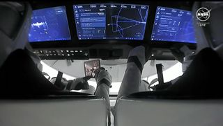 Crew-8 approaching ISS, the view from inside the spacecraft.